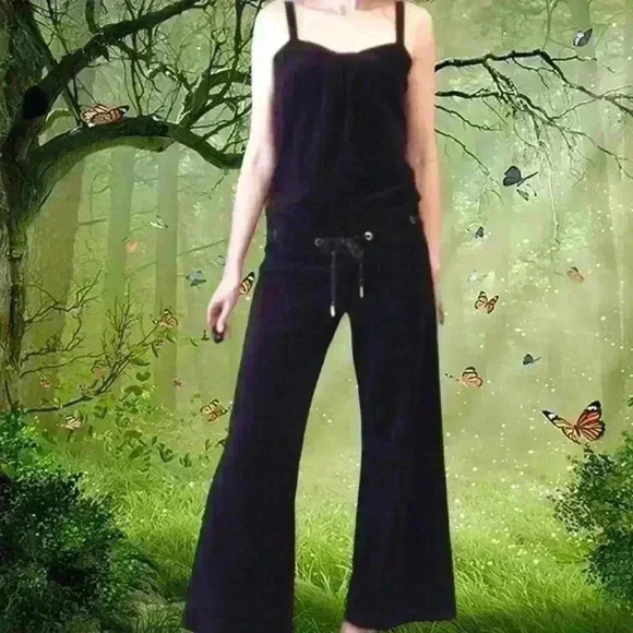 Y2k 90s Vintage Juicy Couture Black Suede Jumpsuit - Picture 8 of 9